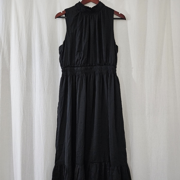 Knox Rose Tank Satin Wrap Midi Dress in Black Women’s Size L - Picture 4 of 10